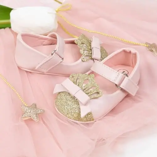 Miamooi Infant Baby Girls To'y Ko'ylak Poyafzallari Bow Ballet Princess Mary Jane Flats Toddler Birinchi Qadamlar Krossovkasi Yangi Tug'ilgan Chaqaloq Cho'qintirish Poyafzallari - 5