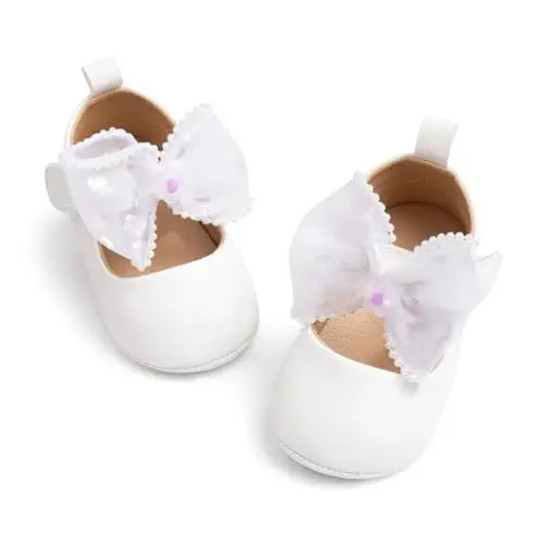 Miamooi Infant Baby Girls To'y Liboslari Poyafzallari Kamon Balet Princess Mary Jane Flats Chaqaloq Birinchi Yuruvchilar Krossovkasi Yangi tug'ilgan chaqaloq karavoti Cho'qintirish poyafzallari - MIAMOOI