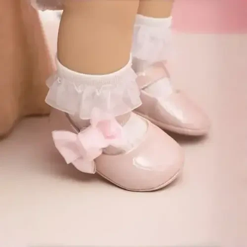Miamooi Infant Baby Girls Wedding Dress Shoes Bow Ballet Princess Mary Jane Flats Toddler First Walkers Sneaker Newborn Crib Baptism Shoes - 4
