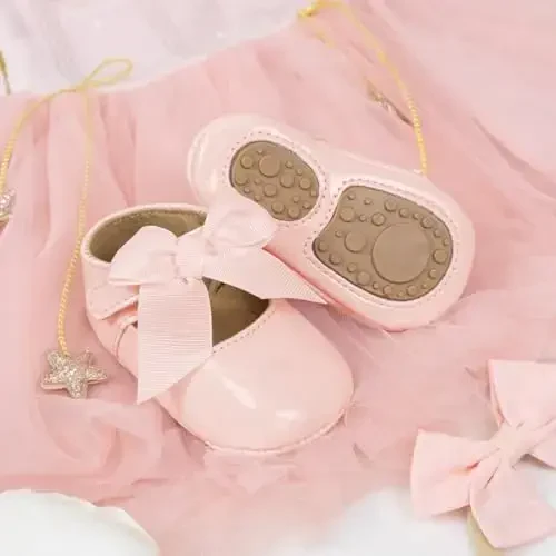 Miamooi Infant Baby Girls Wedding Dress Shoes Bow Ballet Princess Mary Jane Flats Toddler First Walkers Sneaker Newborn Crib Baptism Shoes - 4