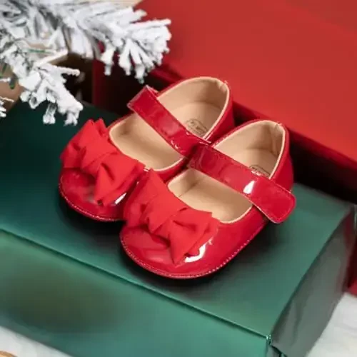 Miamooi Infant Baby Girls Wedding Dress Shoes Bow Ballet Princess Mary Jane Flats Toddler First Walkers Sneaker Newborn Crib Baptism Shoes - 4