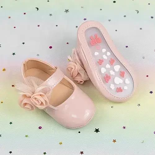 Miamooi Infant Baby Girls Wedding Dress Shoes Bow Ballet Princess Mary Jane Flats Toddler First Walkers Sneaker Newborn Crib Baptism Shoes - 4