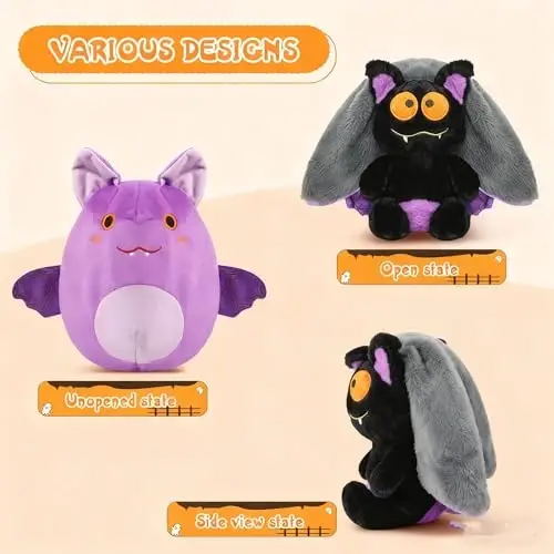 MIAODAM Bat o'yinchoq hayvon peluş, 11 dyuymli ikki tomonlama binafsha ko'rshapalak peluş yostiq, chaqaloqlar uchun yoqimli peluş o'yinchoq sovg'asi qizlar bolalar uchun - 3