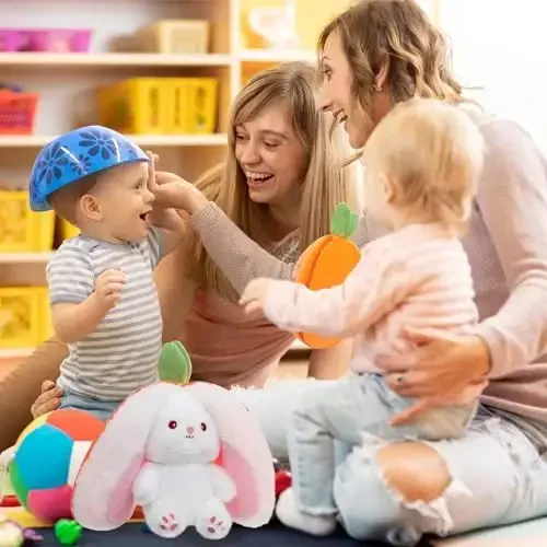 MIAODAM Мягкая игрушка милый кролик, Kawaii Сквиши Милый пасхальный кролик Плюшевый Превращается в кроличью фруктовую куклу Морковь клубничная подушка, Плюшевые забавные кроличьи игрушки для малыша (Морковный кролик, 10 дюймов) - 5