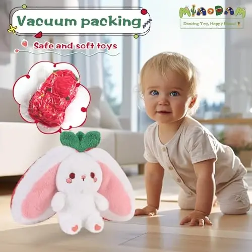 MIAODAM Strawberry Bunny Plush Toy-Soft Huggable Stuffed Animal for Babies, Kids & Collectors, Birthday Present & Nursery Decor 10inch - 3