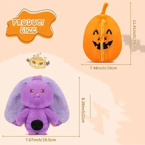 MIAODAM Bunny Stuffed Animal Plush,Reversible Pumpkin Bunny Plushies Pillow, Cute Rabbit Plush Toy Gift for Baby Toddler Girls Boys (11inch) - 2