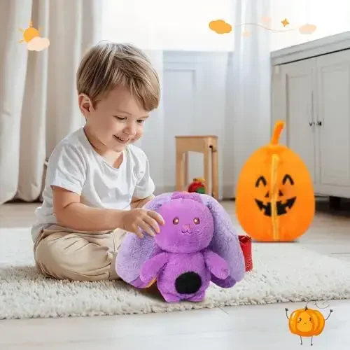 MIAODAM Bunny Stuffed Animal Plush,Reversible Pumpkin Bunny Plushies Pillow, Cute Rabbit Plush Toy Gift for Baby Toddler Girls Boys (11inch) - 6
