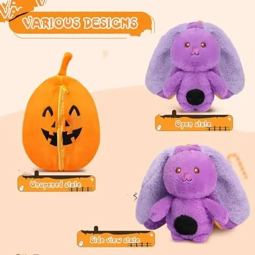 MIAODAM Bunny Stuffed Animal Plush,Reversible Pumpkin Bunny Plushies Pillow, Cute Rabbit Plush Toy Gift for Baby Toddler Girls Boys (11inch) - 3