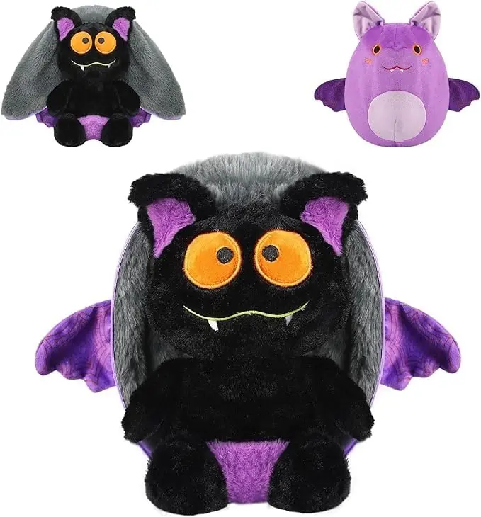 MIAODAM Bat Stuffed Animal Plush, 11inch Reversible Purple Bat Plushies Pillow, Cute Baby Plush Toy Gift for Toddler Girls Boys - 1
