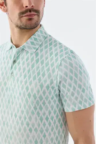 Мятная футболка-поло slim fit с рисунком - 3