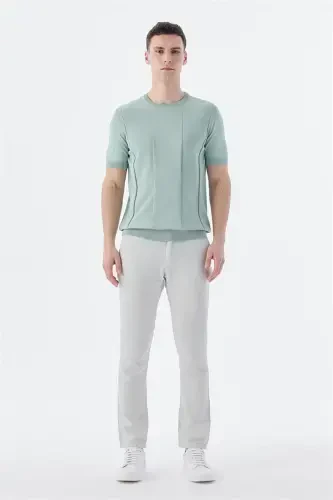 Мятная трикотажная футболка slim fit с круглым вырезом - Modazone (1)