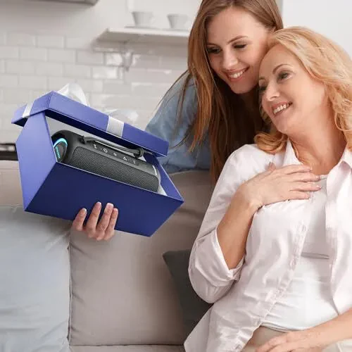 MIATONE Bluetooth-динамики 36 Вт Портативная акустика со стереозвуком и басами, Bluetooth 5.3 Беспроводная акустика USB Type C для улицы, 5000 мАч 16 часов воспроизведения IPX7 Водонепроницаемая, Акустика с цветными огнями (черная) - 5