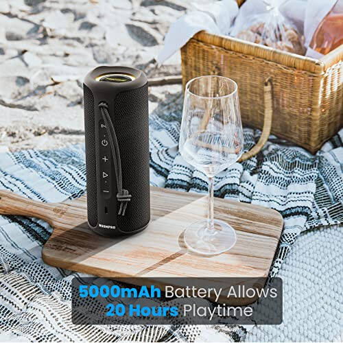 MIATONE Bluetooth Speakers 36W Portable Speaker with Stereo Sound Bass, Bluetooth 5.3 Wireless Speaker USB Type C Outdoor, 5000mAh 16H Playtime IPX7 Waterproof, Color Lights Speaker (Black) - 3