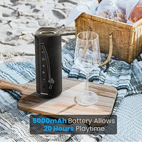 MIATONE Bluetooth Speakers 36W Portable Speaker with Stereo Sound Bass, Bluetooth 5.3 Wireless Speaker USB Type C Outdoor, 5000mAh 16H Playtime IPX7 Waterproof, Color Lights Speaker (Black) - 4