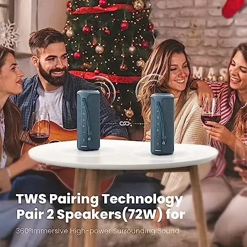 MIATONE Portable Bluetooth Speakers 36W Stereo Sound Bass Boost, 24H Playtime, Bluetooth 5.3 TWS Pairing Father Boy Friend Gifts for him (Blue) - 6