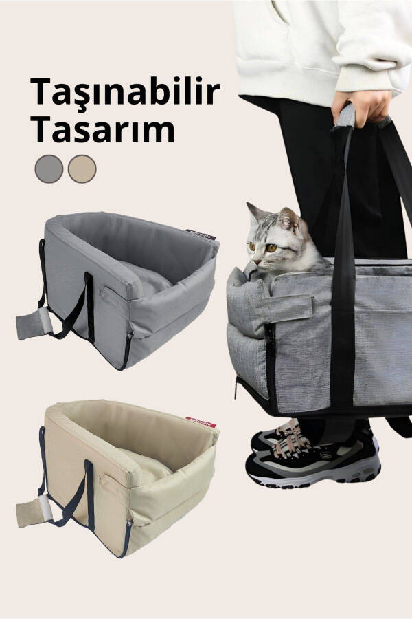 MiauNest™ Kedi Taşıma Çantası Kedi Seyahat Çantası Araba İçi Yatak ve Kedi Çantası Bej - 10