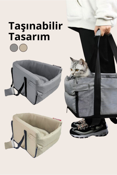 MiauNest™ Kedi Taşıma Çantası Kedi Seyahat Çantası Araba İçi Yatak ve Kedi Çantası Bej - 5