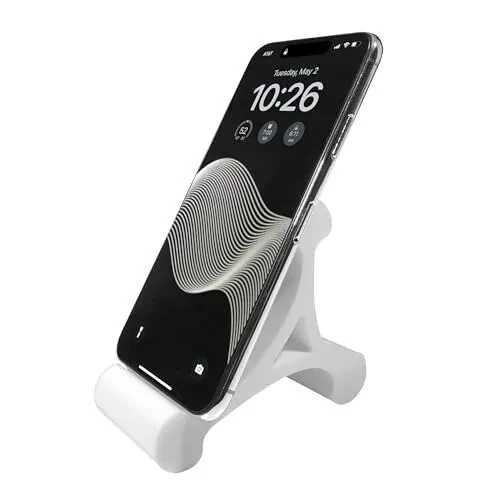 Mica Design Company Skalene Phone Stand - 100% Silicone Rubber, Adjustable Phone Holder, Prop, Rest - Desk, Office, Home, Kitchen Accessory (Arctic White) - Mica Design Company