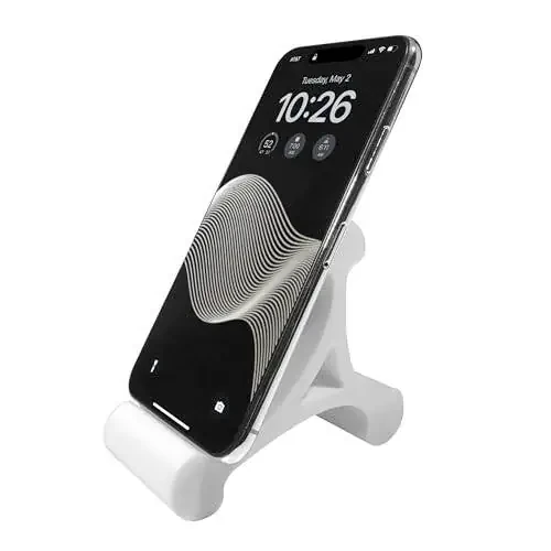 Mica Design Company Skalene Telefon Stend - 100% Silikon Kauchuk, Sozlanuvchan Telefon Uslagich, Tayanch, Yorg'ak - Stol, Ofis, Uy, Oshxona Aksessuari (Arktik Oq) - 1