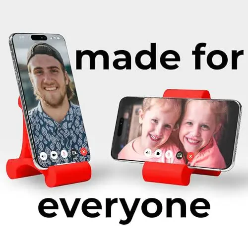 Mica Design Company Skalene Telefon Stend - 100% Silikonli Kauchuk, Sozlanishi Telefon Uslagichi, Tayanch, Suyanchich - Ish stoli, Ofis, Uy, Oshxona Aksessuari (Yorqin Qizil) - 4
