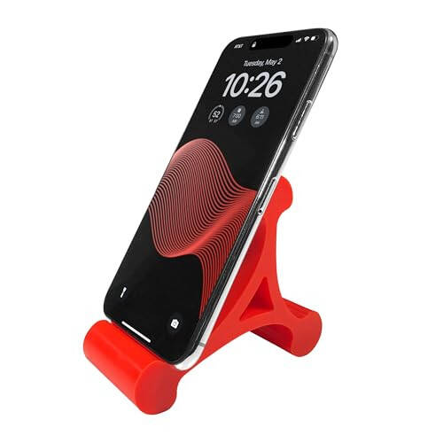 Mica Design Company Skalene Telefon Stend - 100% Silikonli Kauchuk, Sozlanishi Telefon Uslagichi, Tayanch, Suyanchich - Ish stoli, Ofis, Uy, Oshxona Aksessuari (Yorqin Qizil) - 1