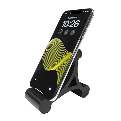 Mica Design Company Skalene Phone Stand - 100% Silicone Rubber, Adjustable Phone Holder, Prop, Rest - Desk, Office, Home, Kitchen Accessory (Stealth Black) - Mica Design Company