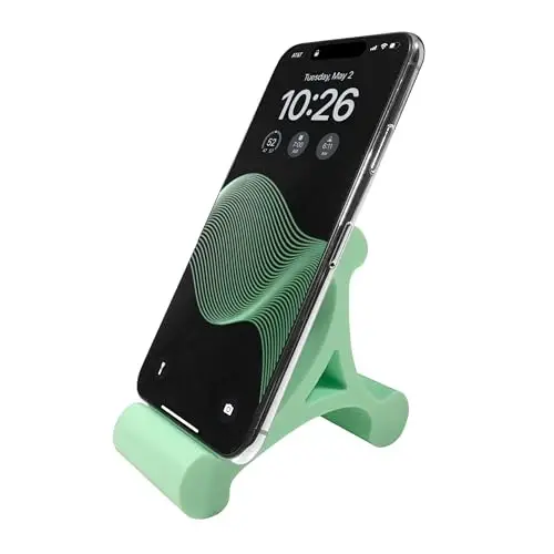 Mica Design Company Skalene Phone Stand - 100% Silicone Rubber, Adjustable Phone Holder, Prop, Rest - Desk, Office, Home, Kitchen Accessory (Mint Green) 