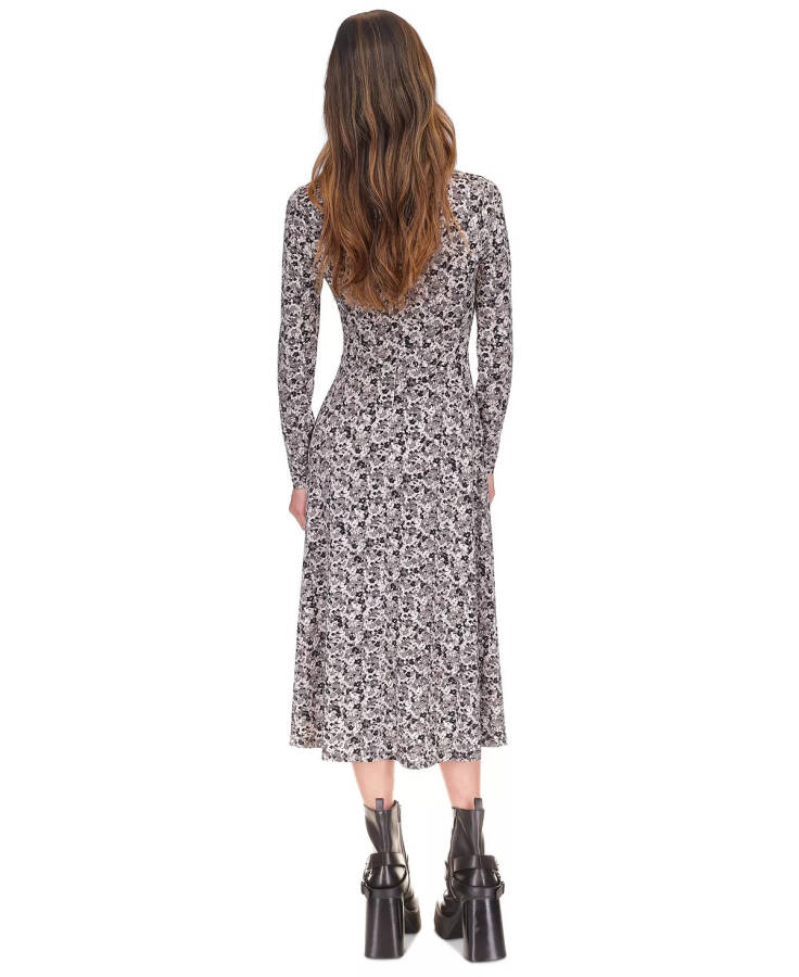 MICHAEL Chain-Neck Keyhole Printed Dress Black - 2