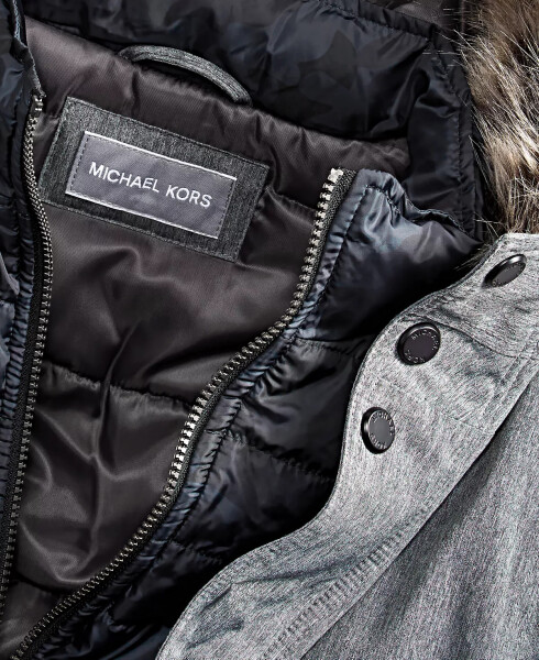 Michael Kors Erkaklar Kapşonlu Bib Snorkel Parka, Modazone uchun Yaratilgan, Ko'mir Heather - 4