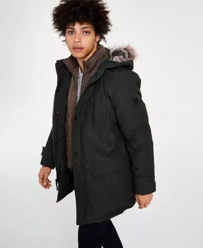Men's Hooded Bib Snorkel Parka Coat, Created for Modazone - Olive 