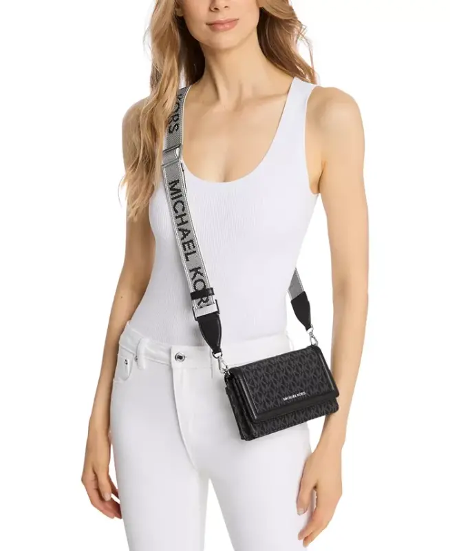 Michael Kors Jet Set Mini Logo Nylon Crossbody - Black - 2