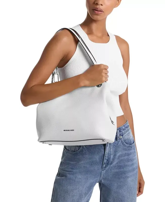 Michael Kors Kensington Large Leather Tote Bag - Optic Whit - 2