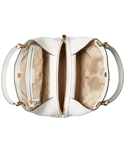 Michael Kors Kensington Large Leather Tote Bag - Optic Whit - 7