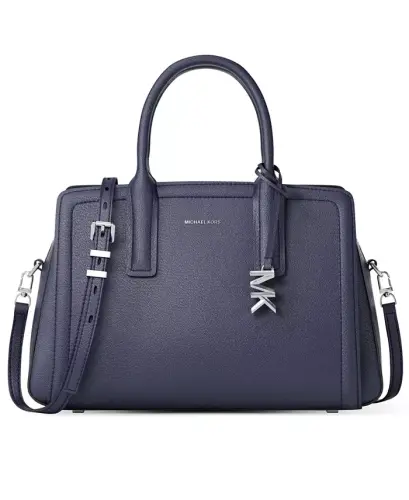 Michael Kors Laila Medium Leather Satchel Bag - Dress Blues 
