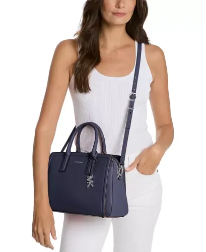 Michael Kors Laila Medium Leather Satchel Bag - Dress Blues - MICHAEL KORS (1)