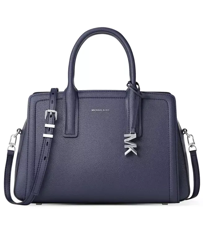 Michael Kors Laila Medium Leather Satchel Bag - Dress Blues - MICHAEL KORS