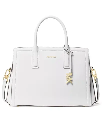 Michael Kors Laila Medium Leather Satchel Bag - Optic White - 1