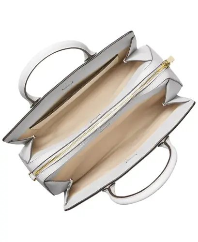 Michael Kors Laila Medium Leather Satchel Bag - Optic White - 3