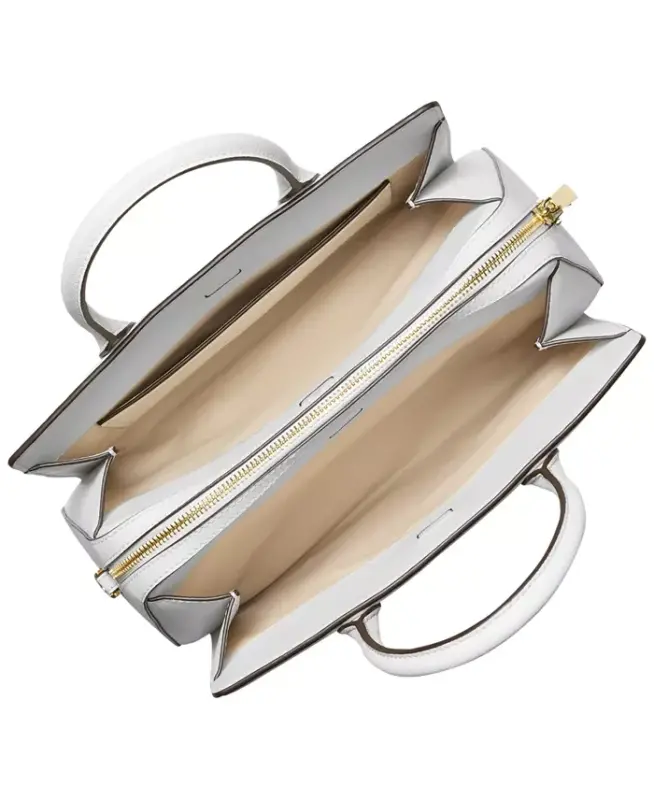 Michael Kors Laila Medium Leather Satchel Bag - Optic White - 3