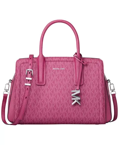 Michael Kors Laila Small Signature Logo Satchel Handbag - Raspberry 