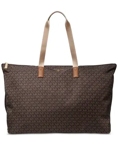 Michael Kors Logo Jet Set Travel Large Packable Nylon Tote - Brown/acorn - 1