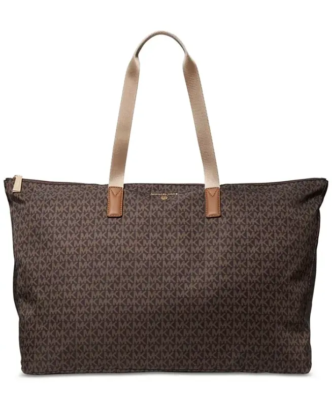 Michael Kors Logo Jet Set Travel Large Packable Nylon Tote - Brown/acorn - 1