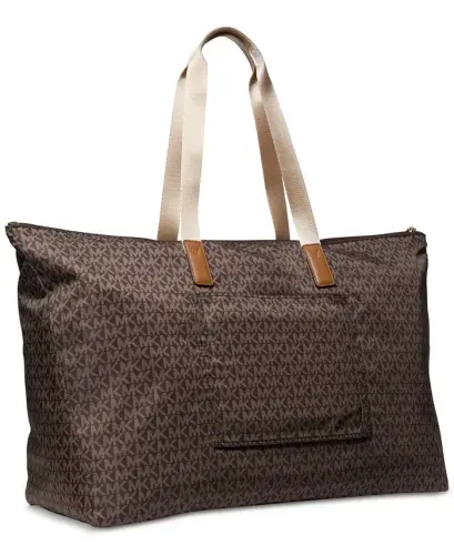 Michael Kors Logo Jet Set Travel Large Packable Nylon Tote - Brown/acorn - Michael Kors (1)