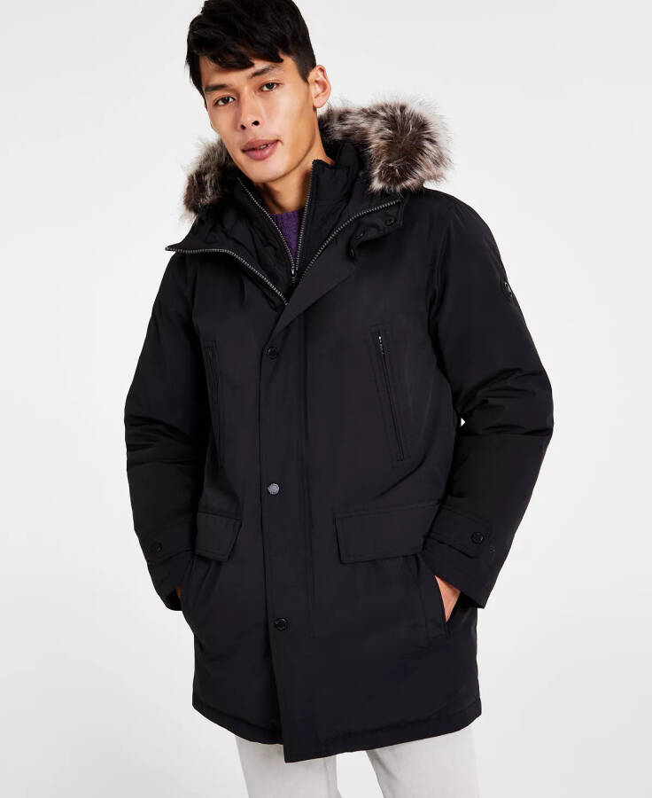 Michael Kors Men's Hooded Bib Snorkel Parka, Created for Modazone Black - 1