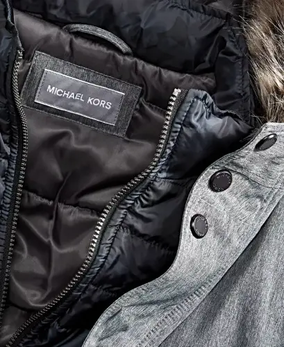 Michael Kors Men's Hooded Bib Snorkel Parka, Created for Modazone-Charcoal Heather - 4