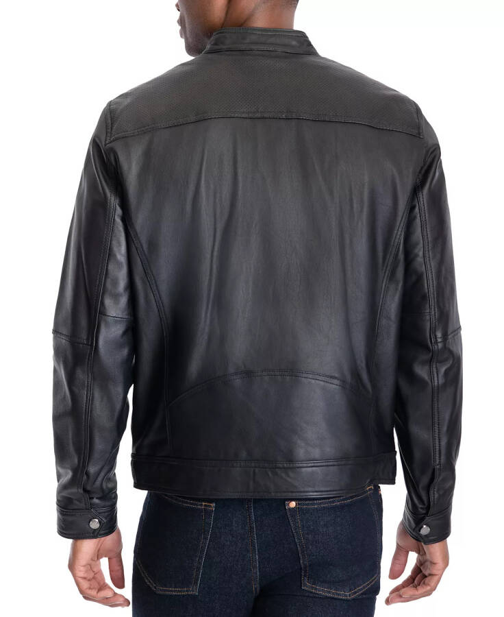 Michael Kors Men's Perforated Leather Moto Jacket, Created for Modazone Black - 2