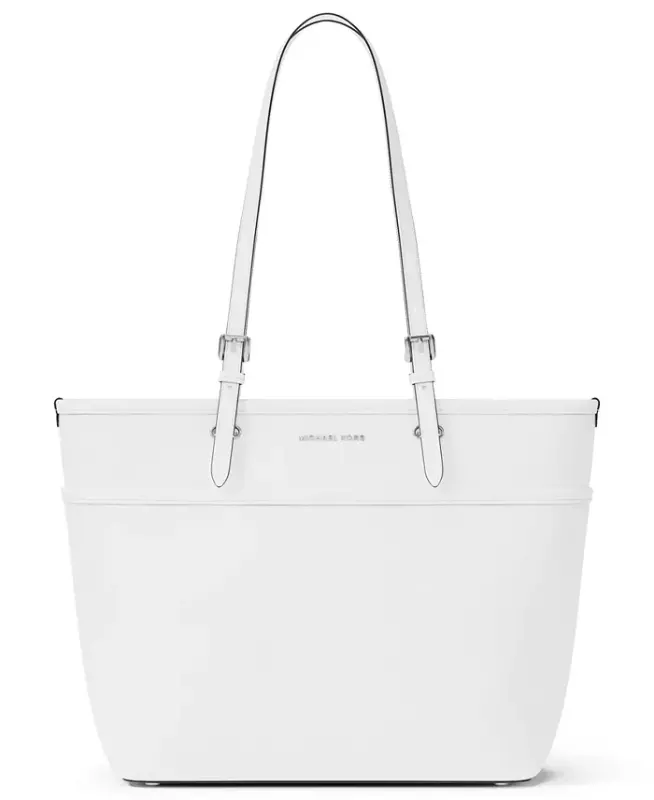Michael Kors Winston Large Leather Zip-Top Tote Bag - Optic White - MICHAEL KORS