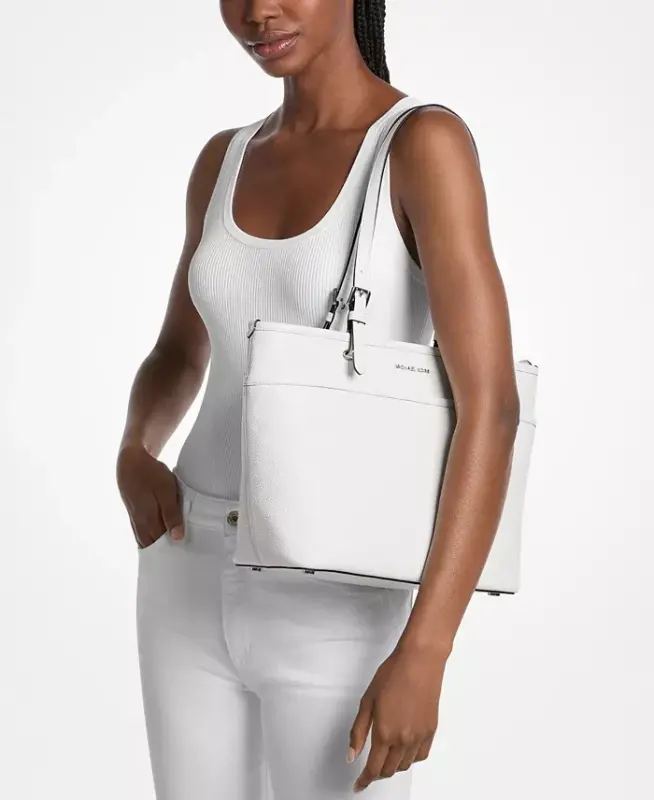 Michael Kors Winston Large Leather Zip-Top Tote Bag - Optic White - 4