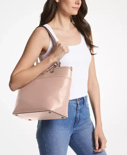 Michael Kors Winston Large Leather Zip-Top Tote Bag - Soft Pink - 4