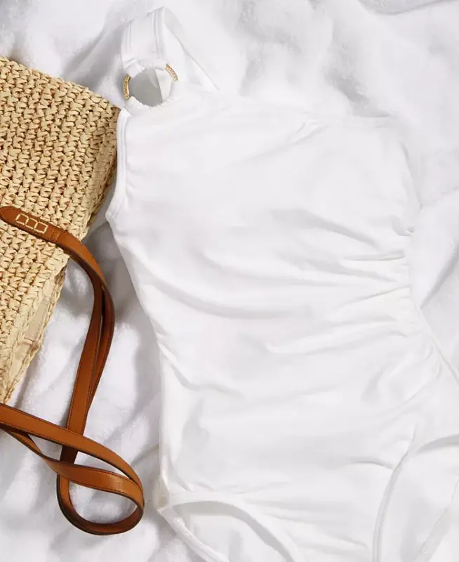 Michael Kors Women's Embellished One-Shoulder Underwire One-Piece Swimsuit - White - 3